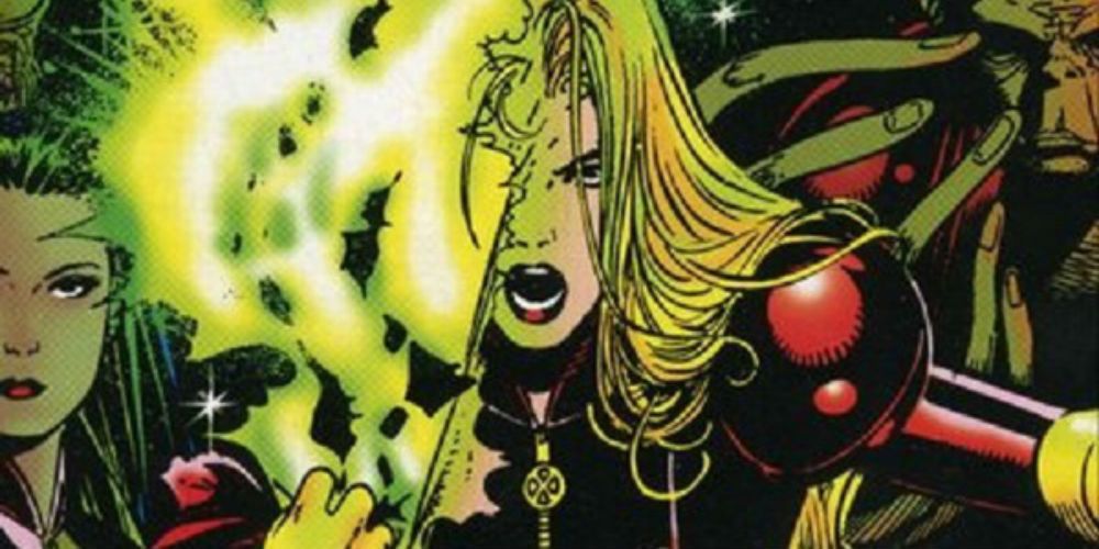 Husk from Marvel Comics' Generation X pulling off her skin