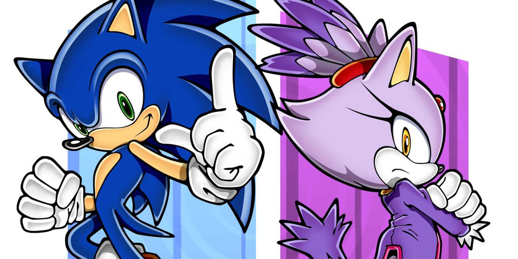 Sonic the Hedgehog and Blaze the Cat.