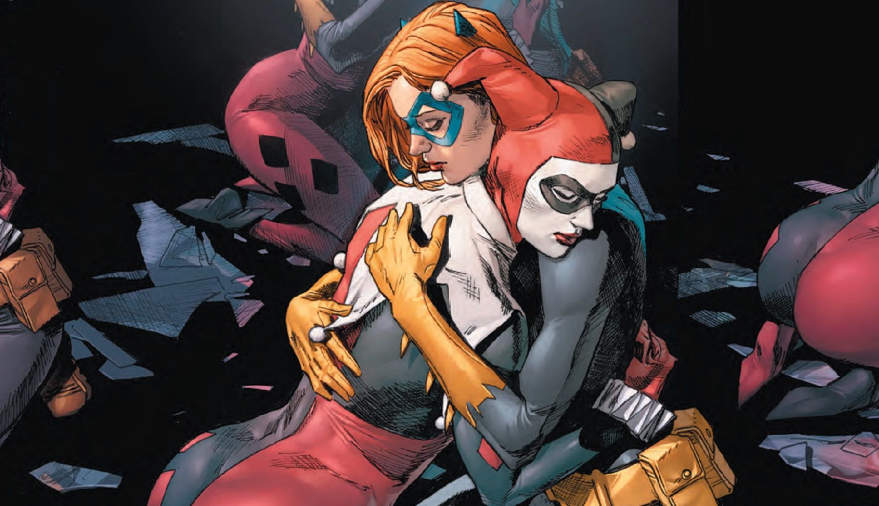 Harley Quinn and Batgirl hug