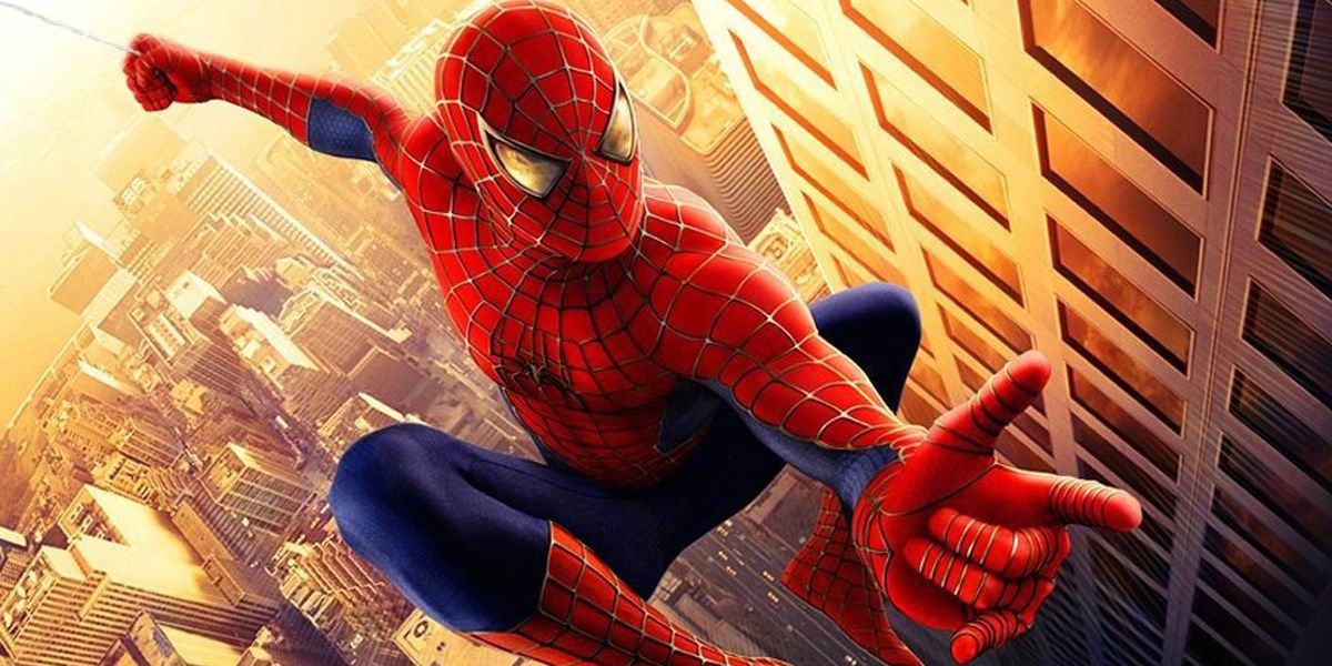 Raimi's Spider-Man (2002) Poster, Spider-Man Swinging Through New York