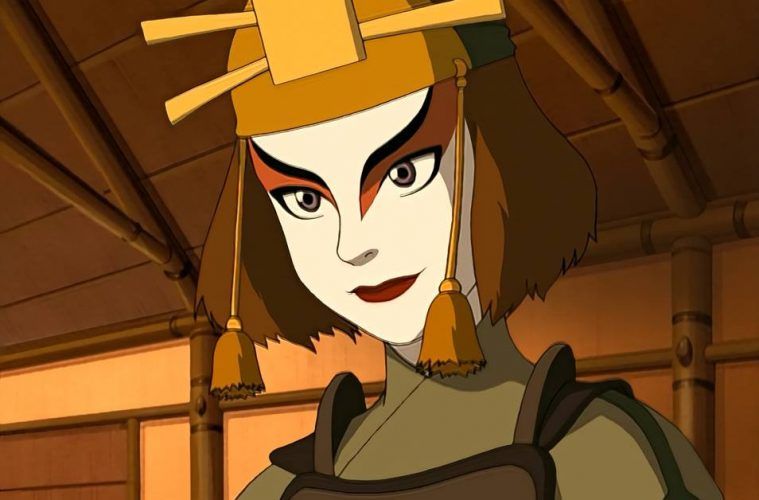 Suki in Kyoshi Warrior get up smiling in Avatar The Last Airbender