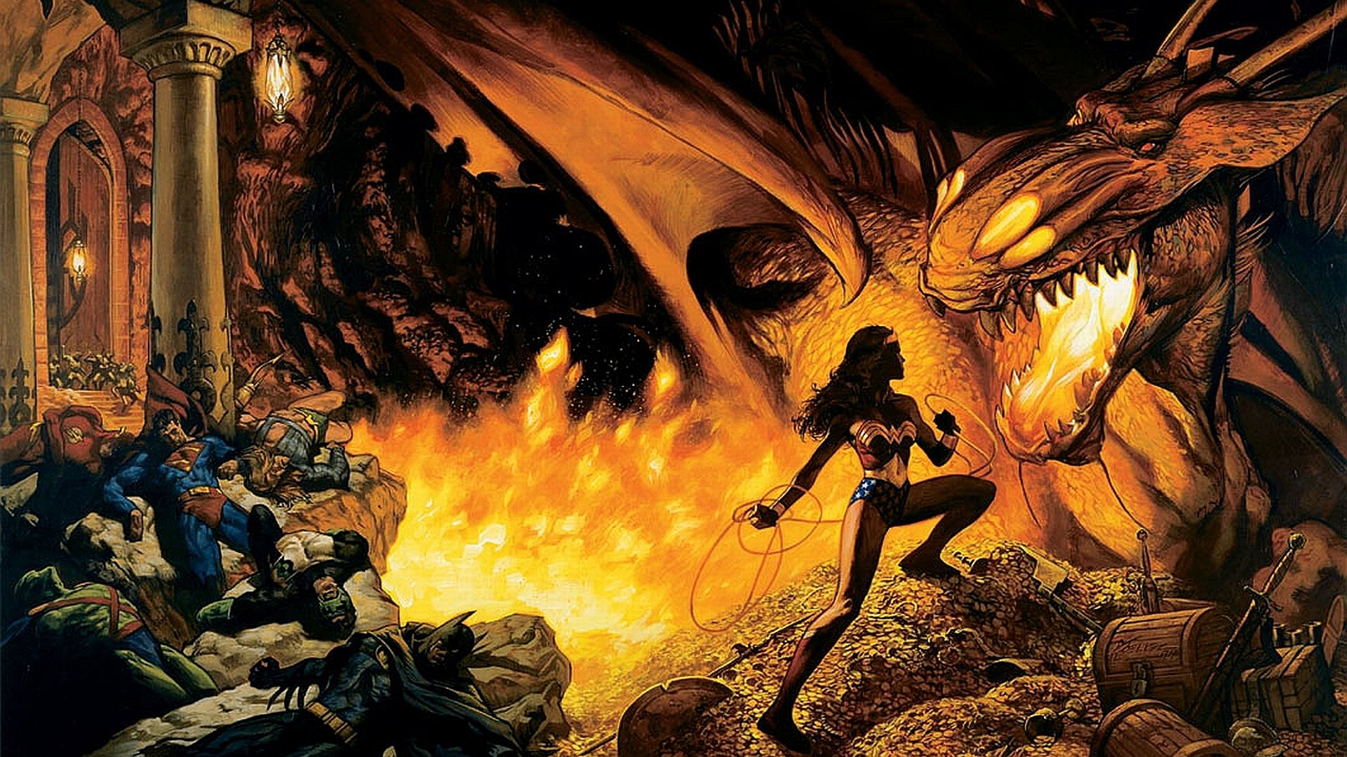 Wonder Woman Faces A Dragon