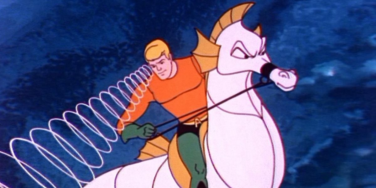 Aquaman on seahorse in Super Friends
