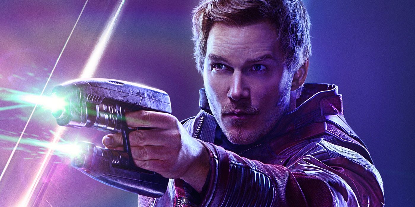 Star-Lord fires his quad blasters in an Avengers: Infinity War poster.