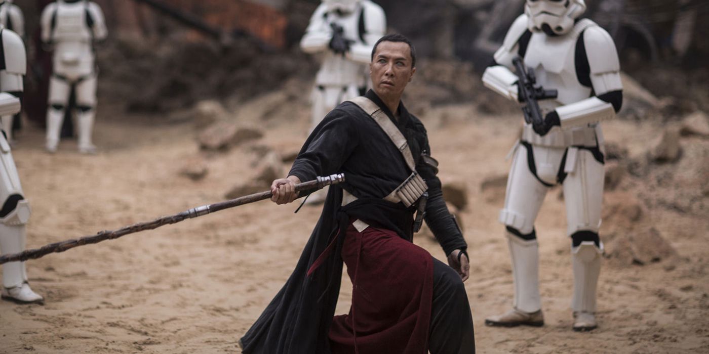 Chirrut uses a staff in Rogue One