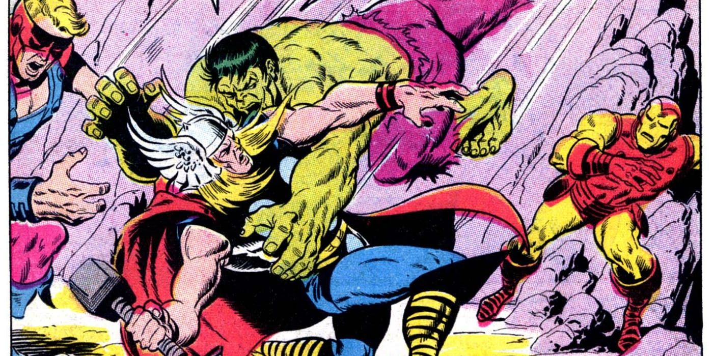 Hulk fighting Thor comic
