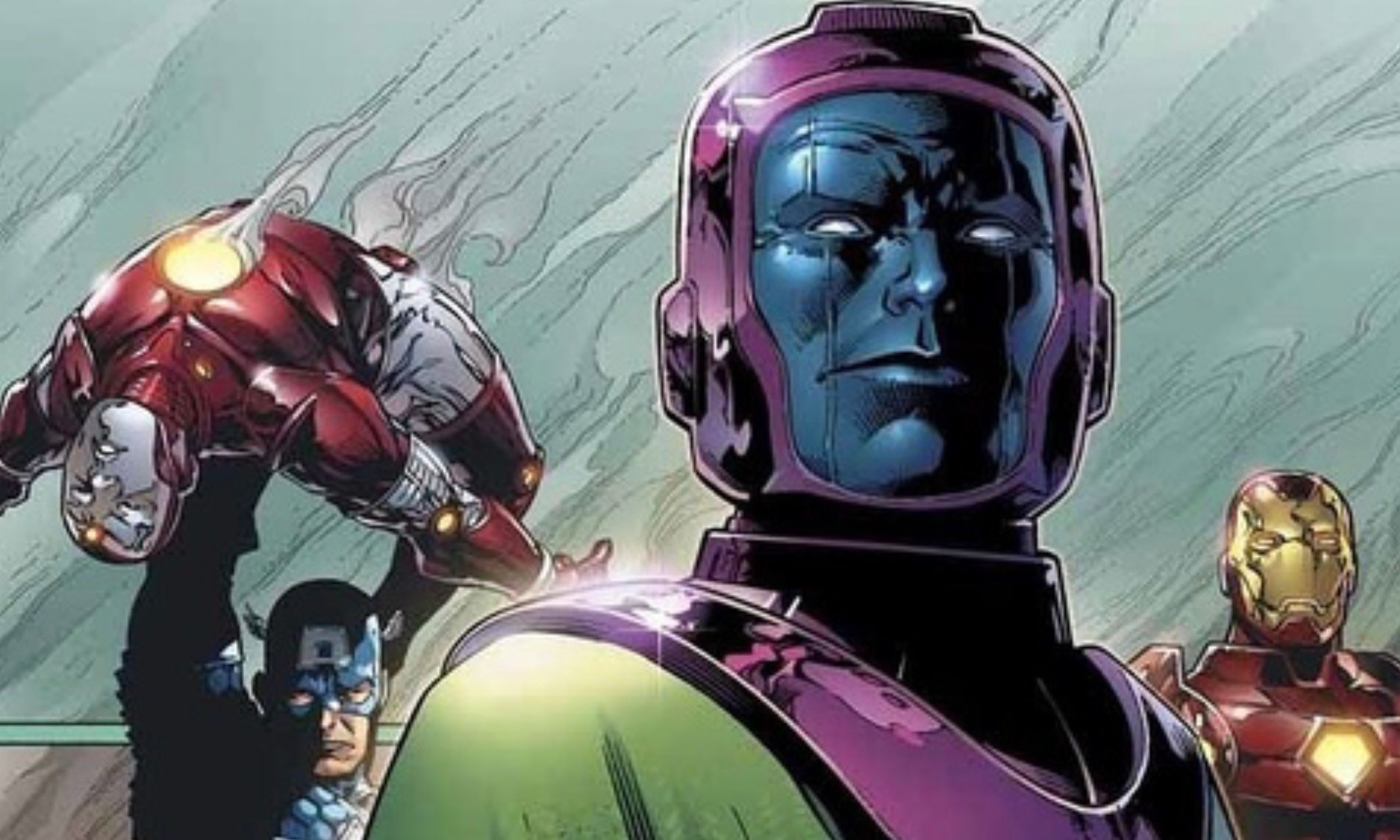 Kang in his signature suit of armor.