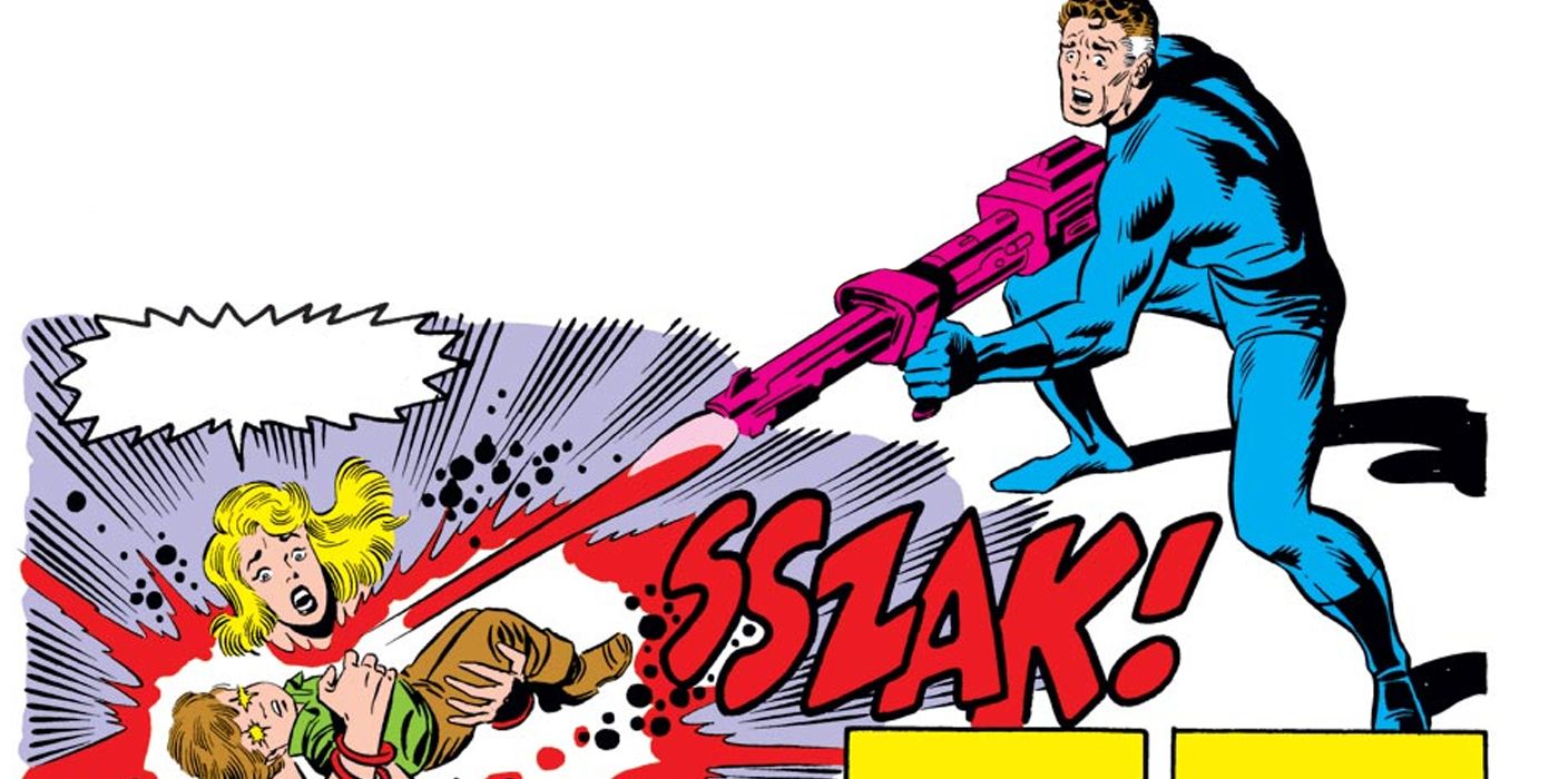 Mister Fantastic firing his Coma Cannon at Franklin Richards