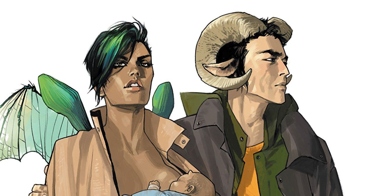 Alana, Hazel, and Marko in the cover of Saga