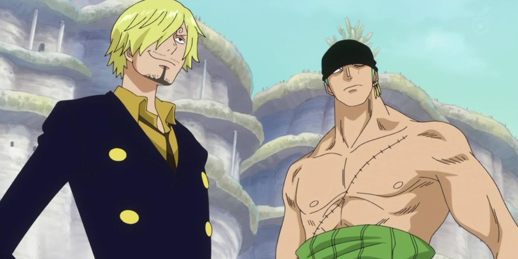 Sanji Vinsmoke and roronoa Zoro during the events of One Piece's Fish-Man Island Arc