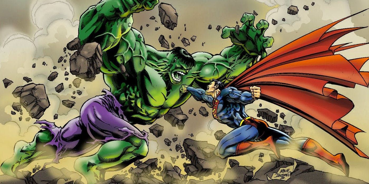 Hulk Destroys Superman in Unpublished Marvel vs. DC Art