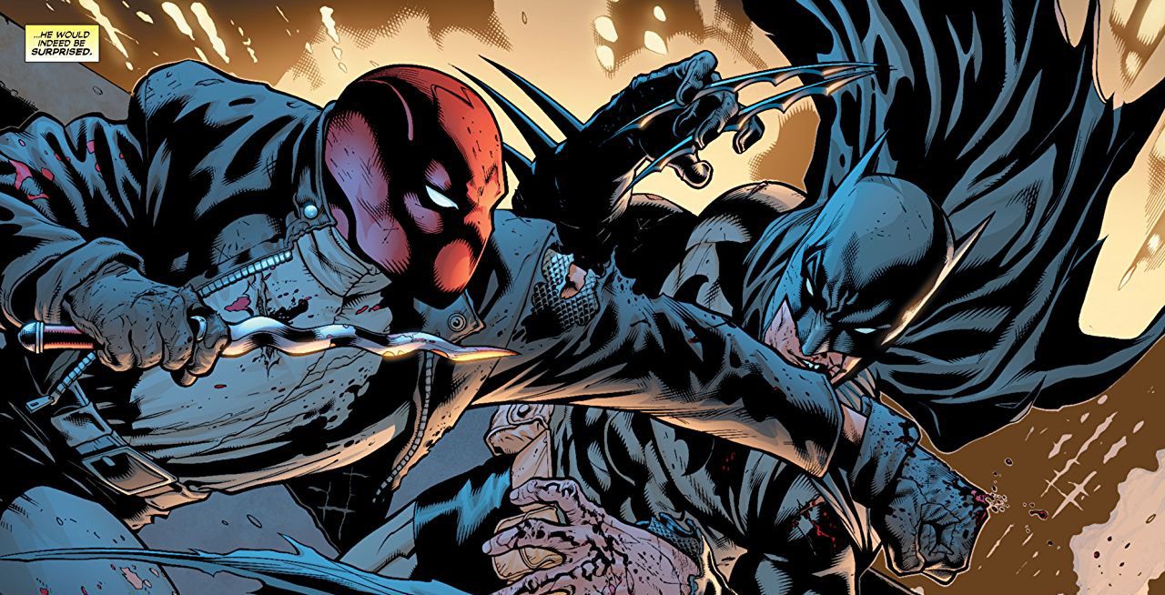 A resurrected Jason Todd challenges Batman as the Red Hood.