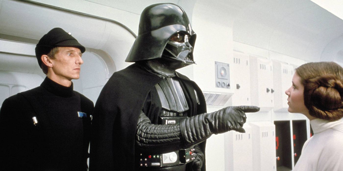 Darth Vader pointing his finger at Princess Leia.