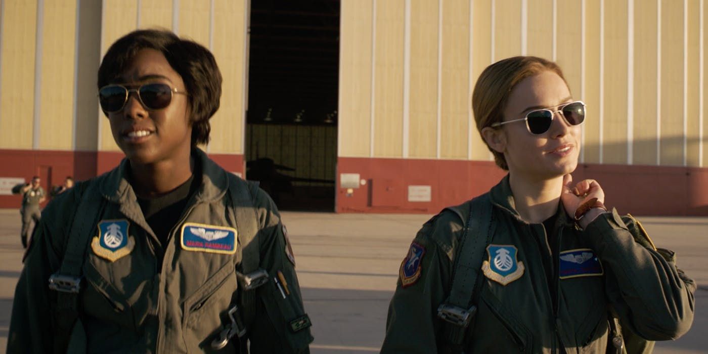 Brie-Larson-and-Maria-Rambeau-as-pilots-walking-in-Captain-Marvel