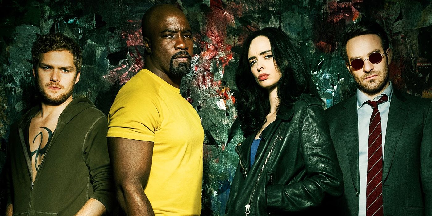 Netflix's Defenders (left to right): Finn Jones as Iron Fist, Mike Colter as Luke Cage, Krysten Ritter as Jessica Jones, and Charlie Cox as Daredevil