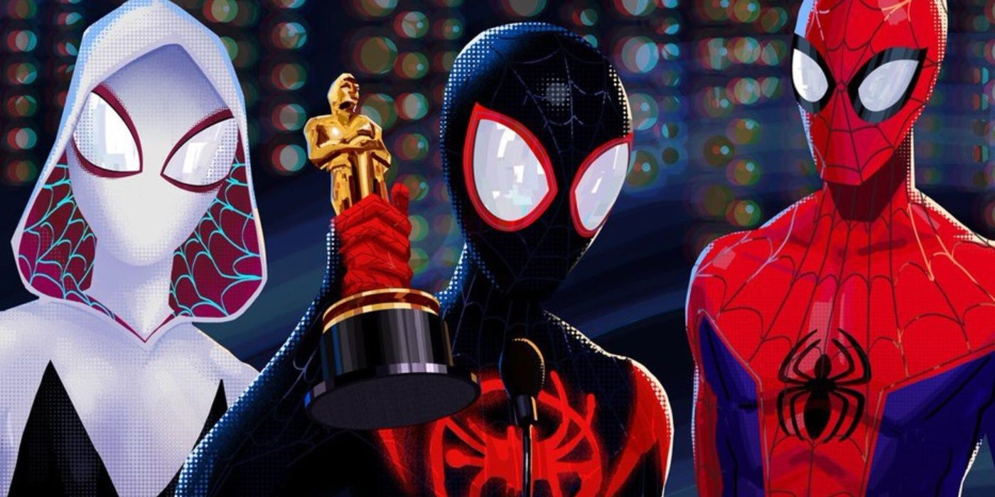 Spider-Man Into the Spider-Verse Oscar win celebration