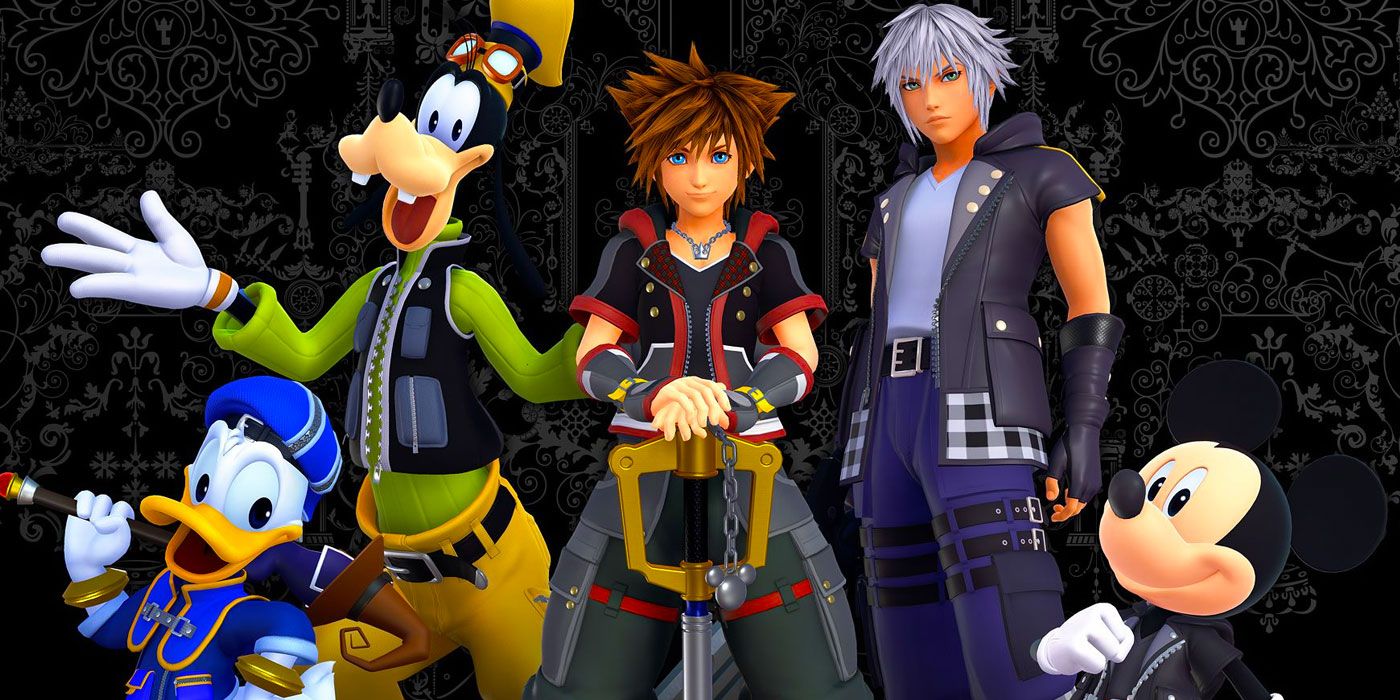 Donald Duck, Goofy, Sora, Riku, and Mickey Mouse as seen in Kingdom Hearts III.