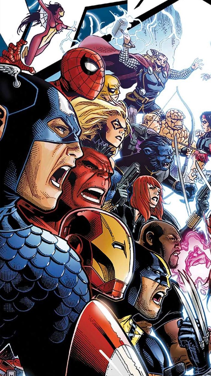 The Avengers line up in AvX #1.