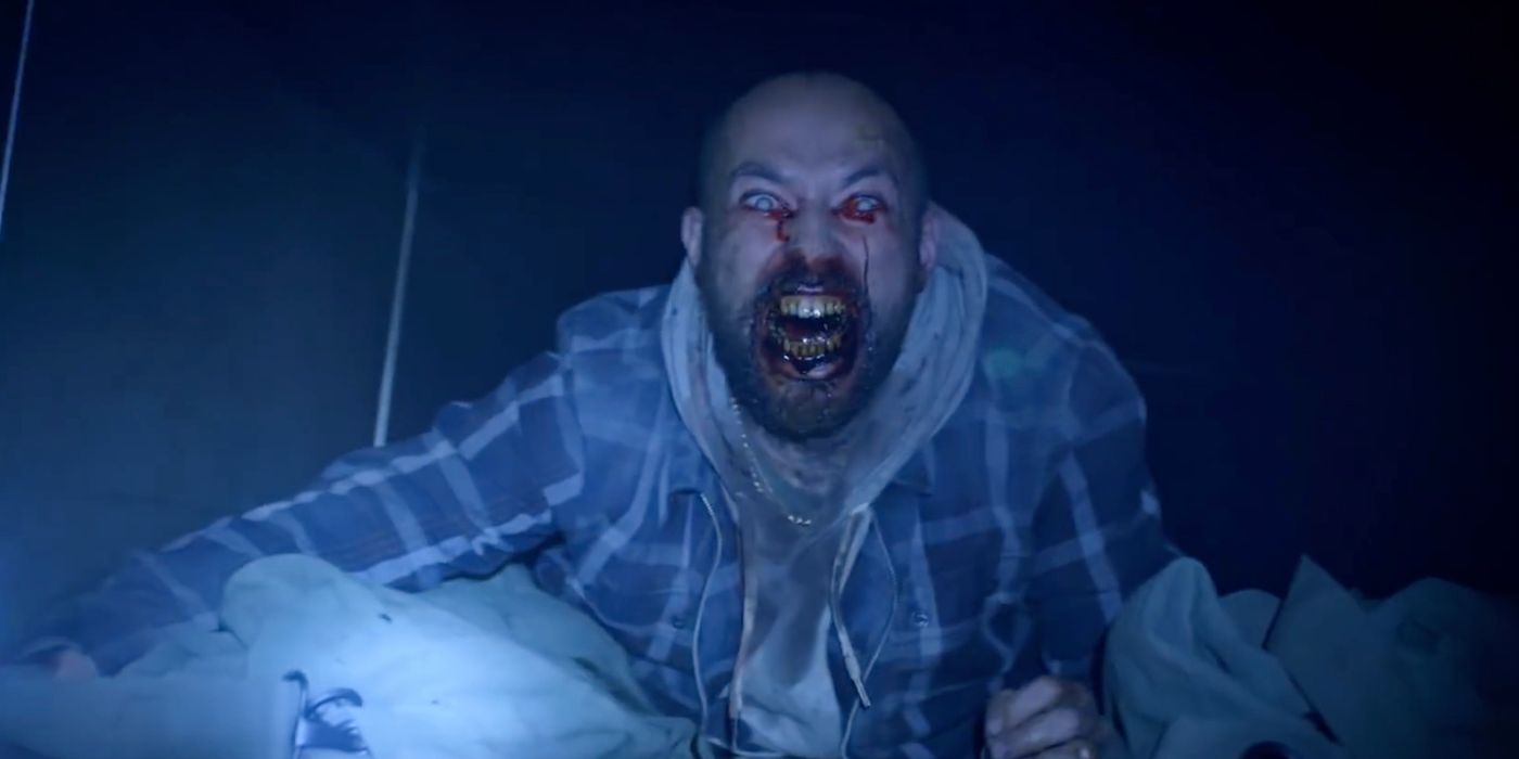 A zombie attacks at night in Netflix's Black Summer