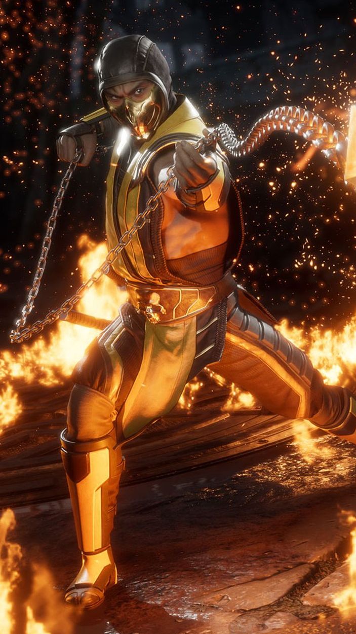 Scorpion throws his chain in MK11.
