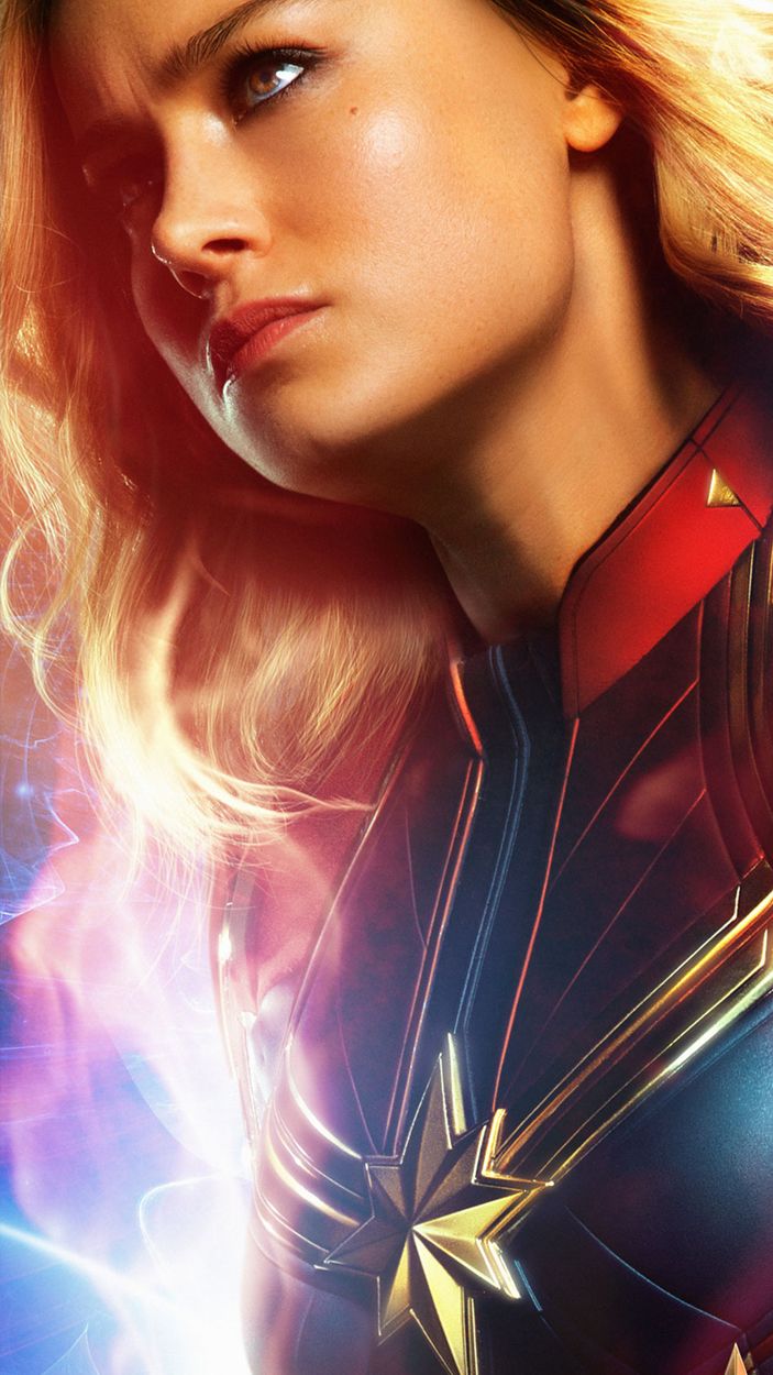 Captain Marvel glows with power.