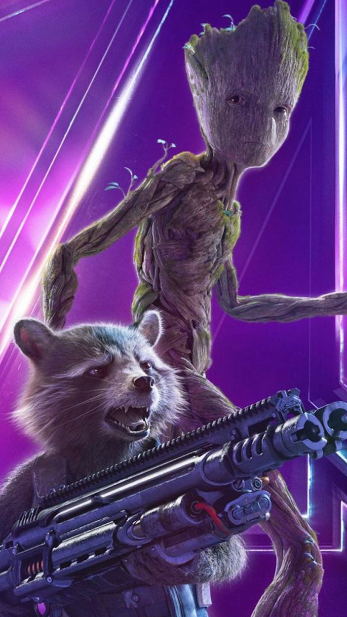 Groot and Rocket Raccoon Avengers Infinity War Poster