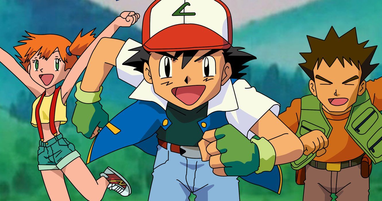 Ash, Misty, and Brock pose (Pokémon)