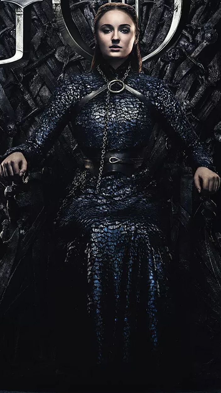 Sansa sits on the Iron Throne.