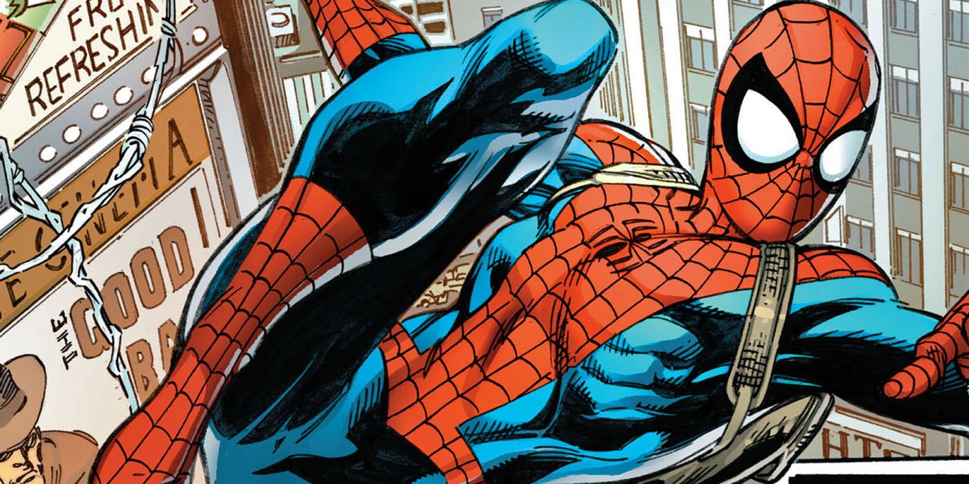 Spider-Man swings above Manhattan in Spider-Man: Life Story 