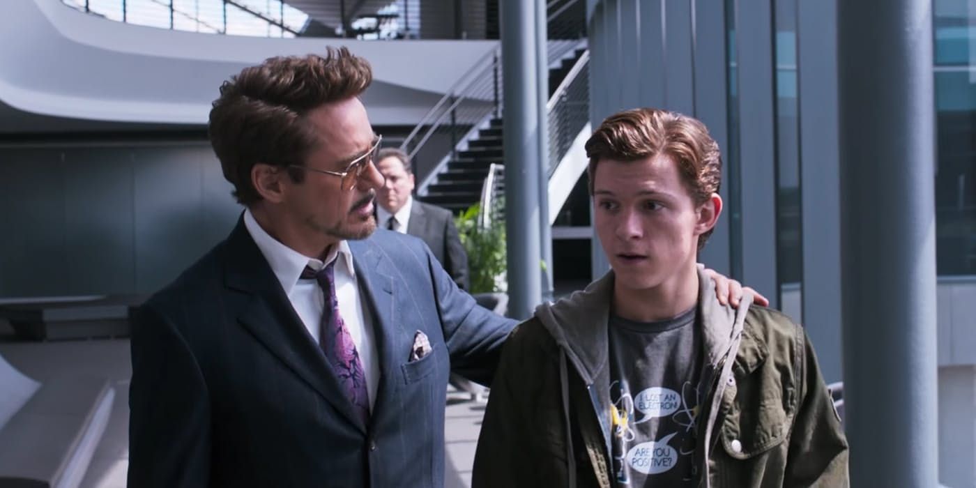 Tony Stark talks to Peter Parker