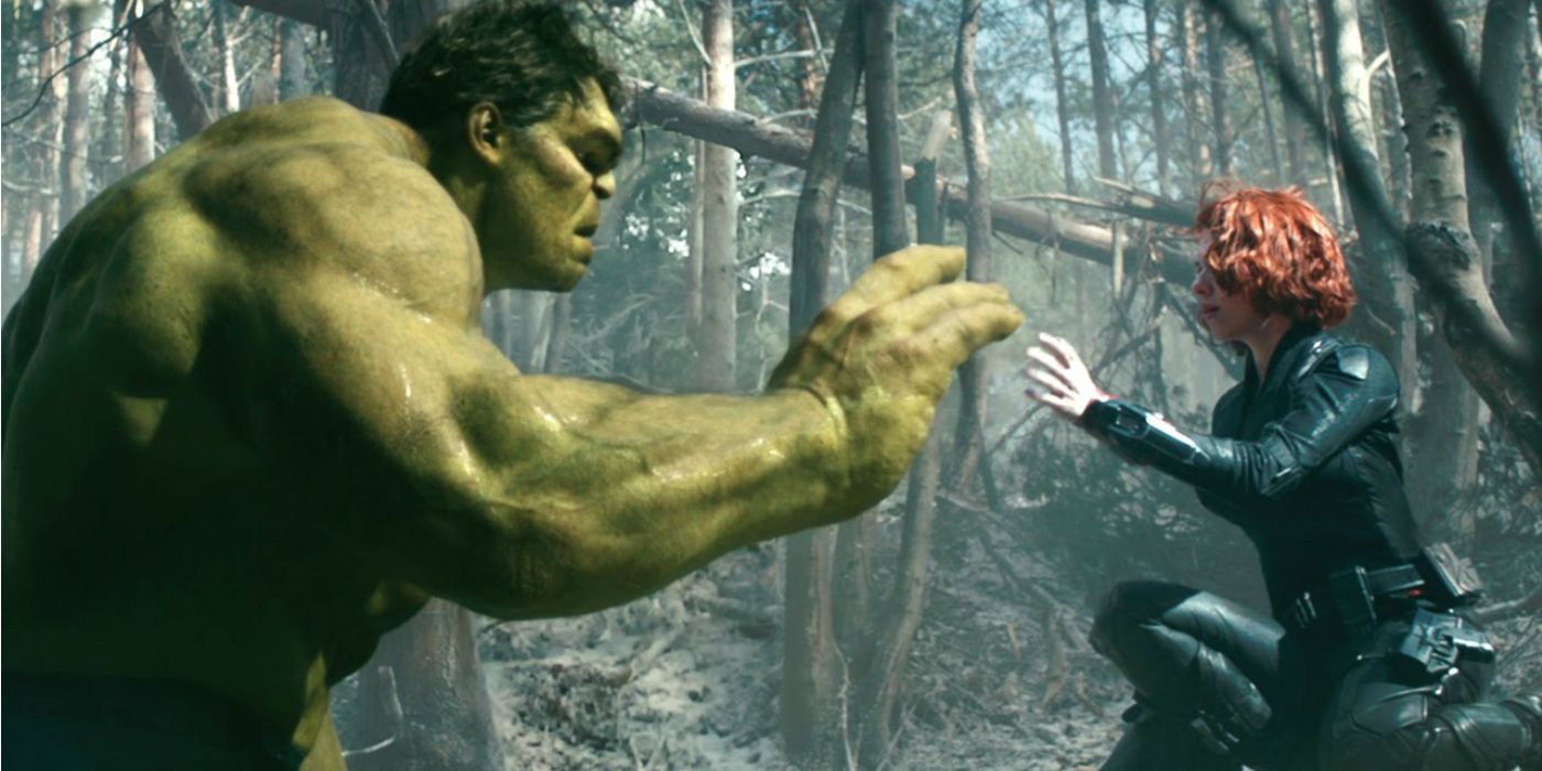 Hulk and Black Widow about to touch in in Avengers: Age of Ultron