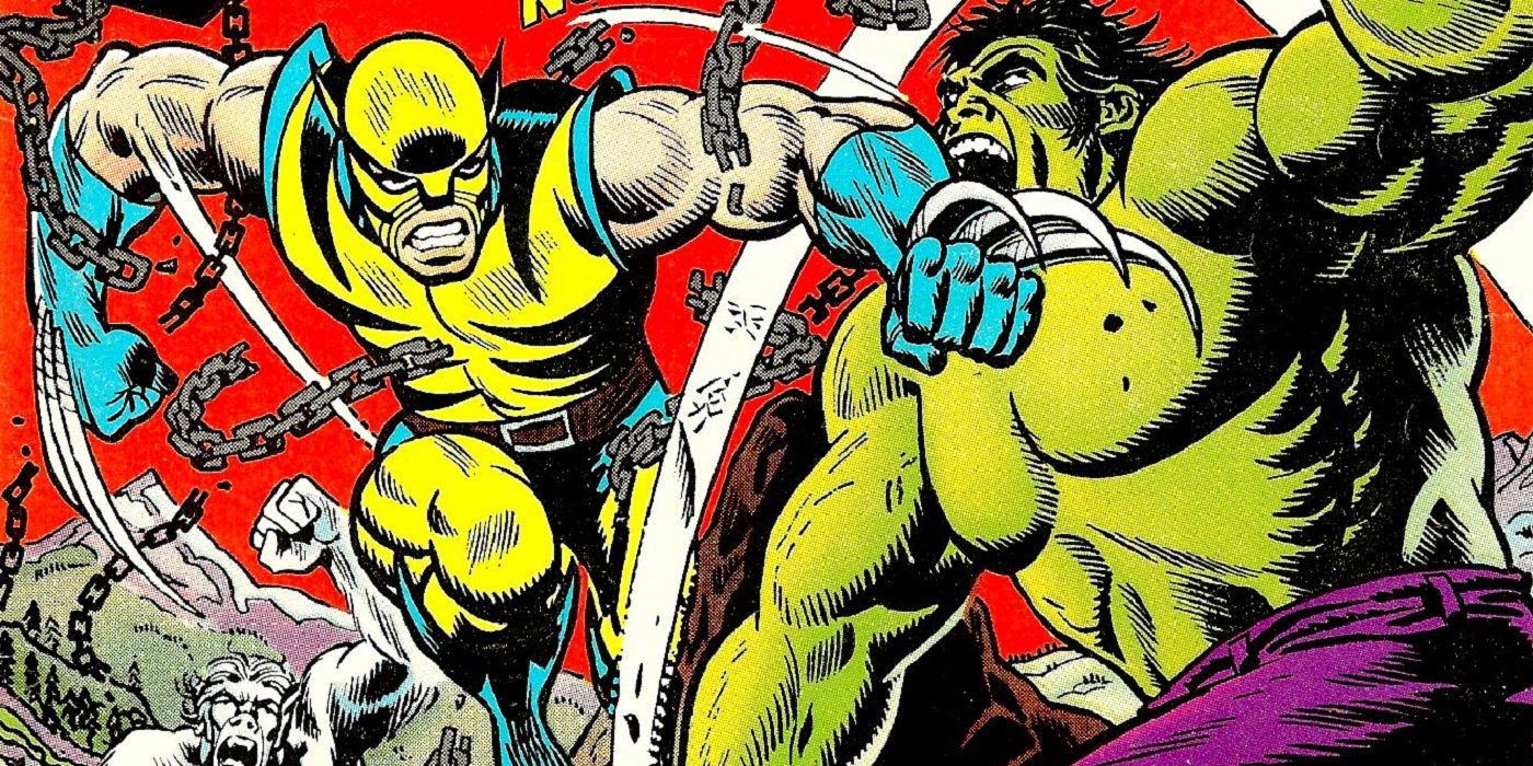Wolverine and the Hulk battle.
