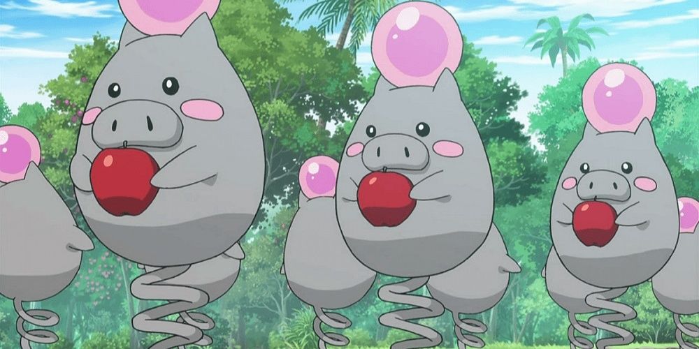 A series of Spoink travel together in Pokemon