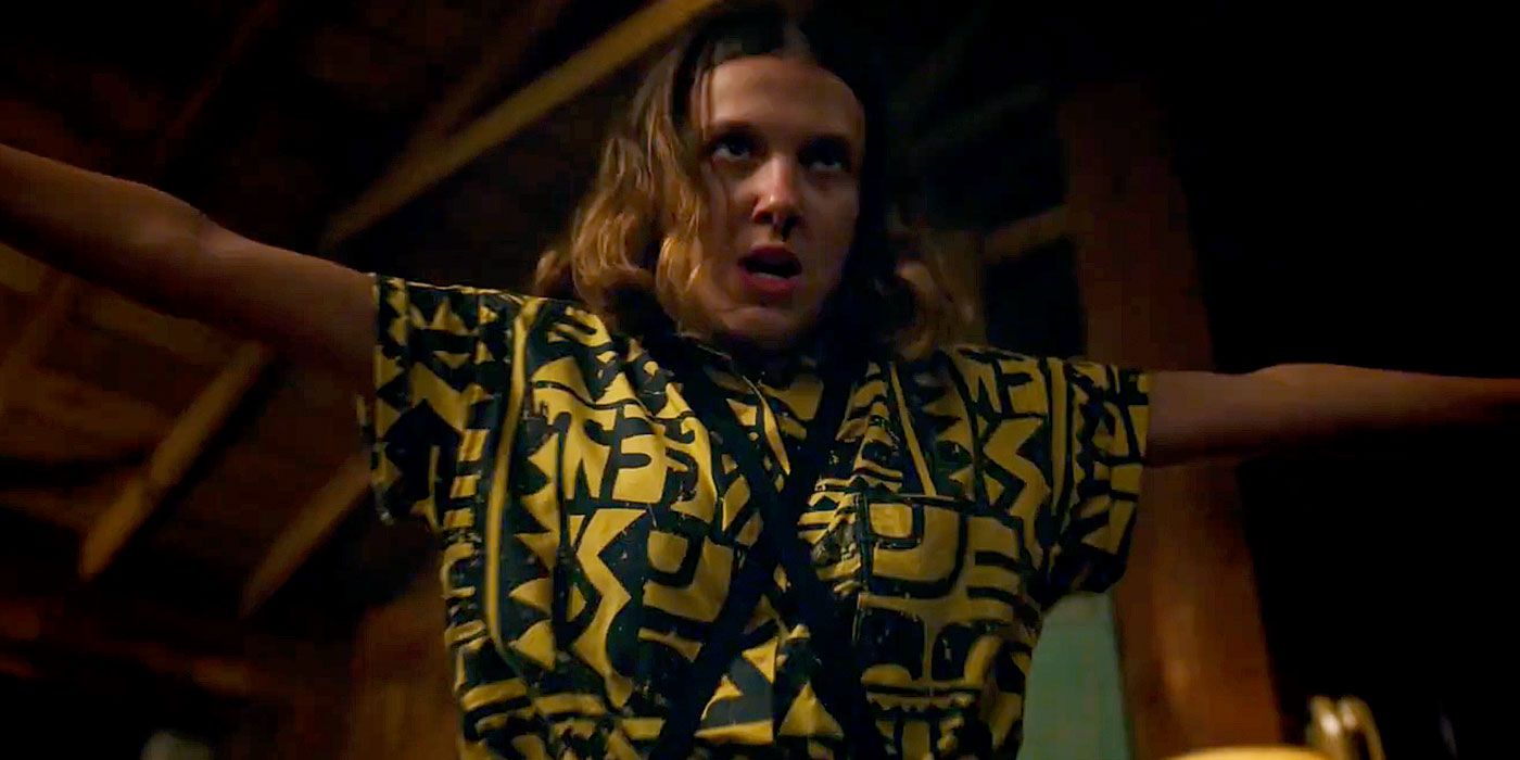 Eleven uses her abilities in the mall in Stranger Things