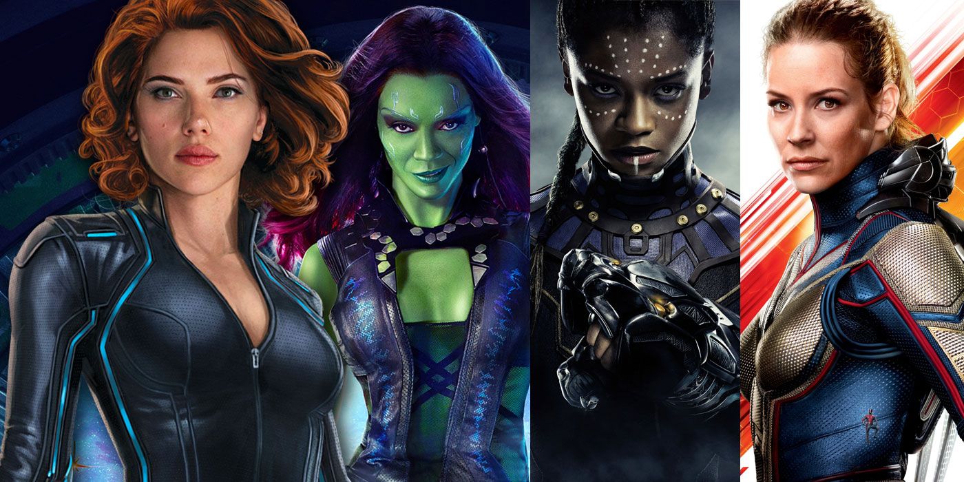A split image of Shuri, She-Hulk, The Wasp, and Black Widow