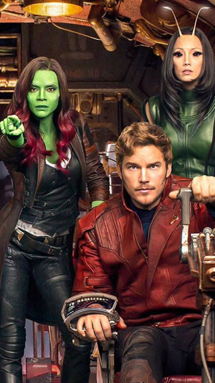 Star-Lord Gamora and Mantis in Guardians of the Galaxy Vol 2