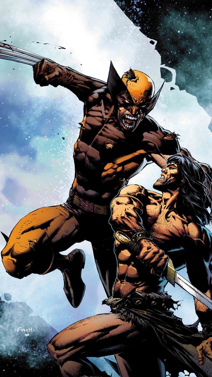 Wolverine vs Conan the Barbarian in Savage Avengers #2 by David Finch