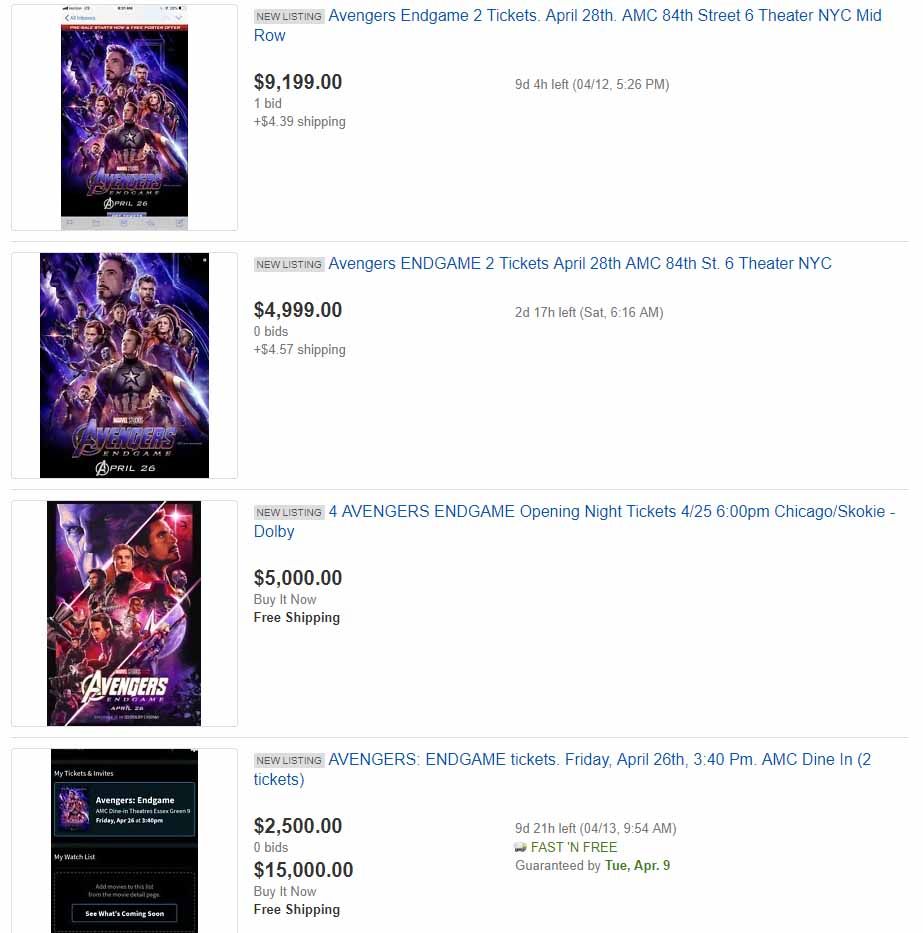 Avengers Endgame Tickets Are Now Going for Thousands on eBay(00)