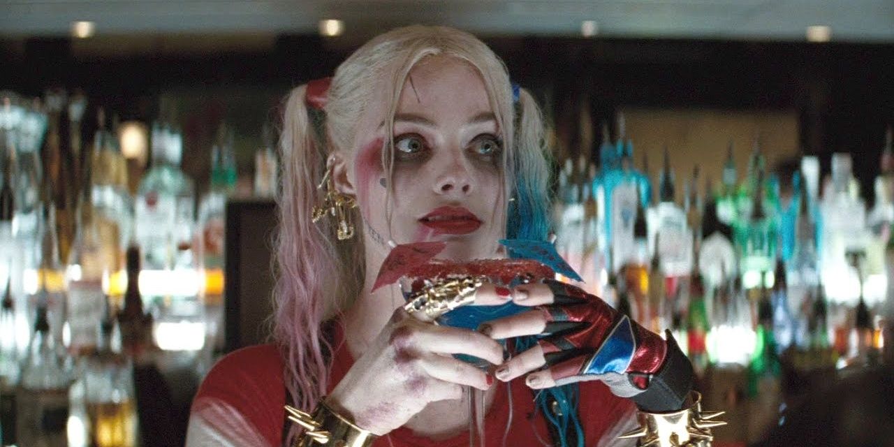 Harley Quinn having a drink on Suicide Squad