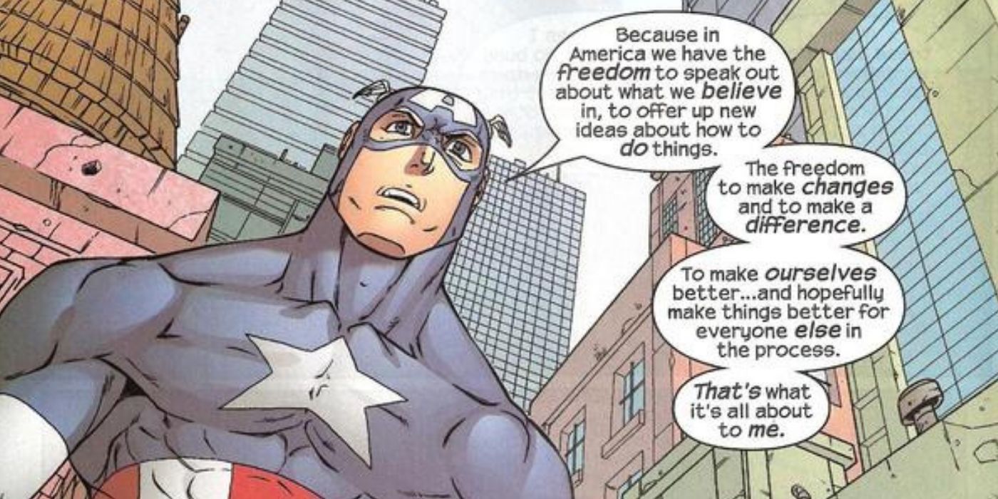 Captain America giving a speech about freedom