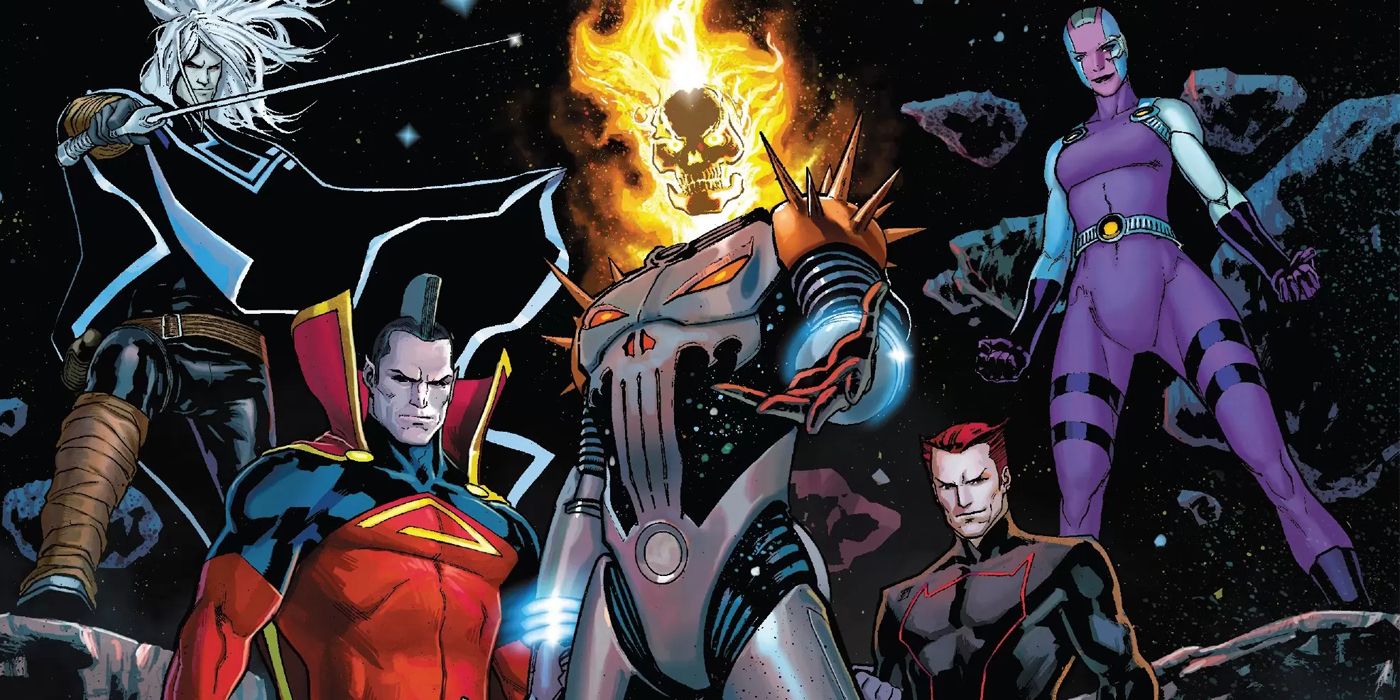 Dark Guardians of the Galaxy roster posing together in Marvel Comics.
