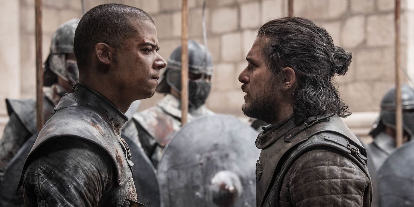 Jon Snow and Greyworm in Game of Thrones.