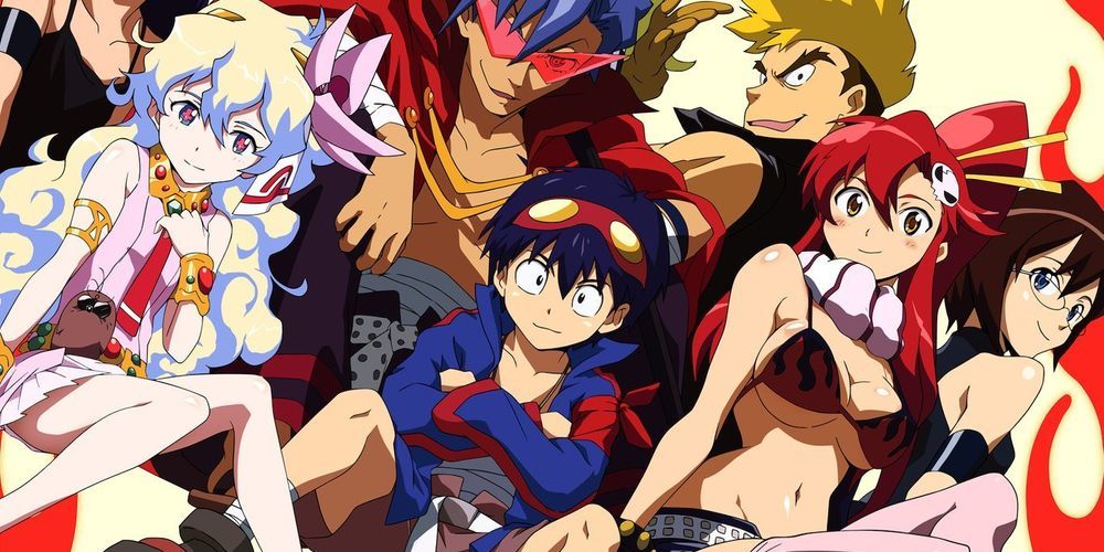 Simon and other characters from Gurren Lagann.