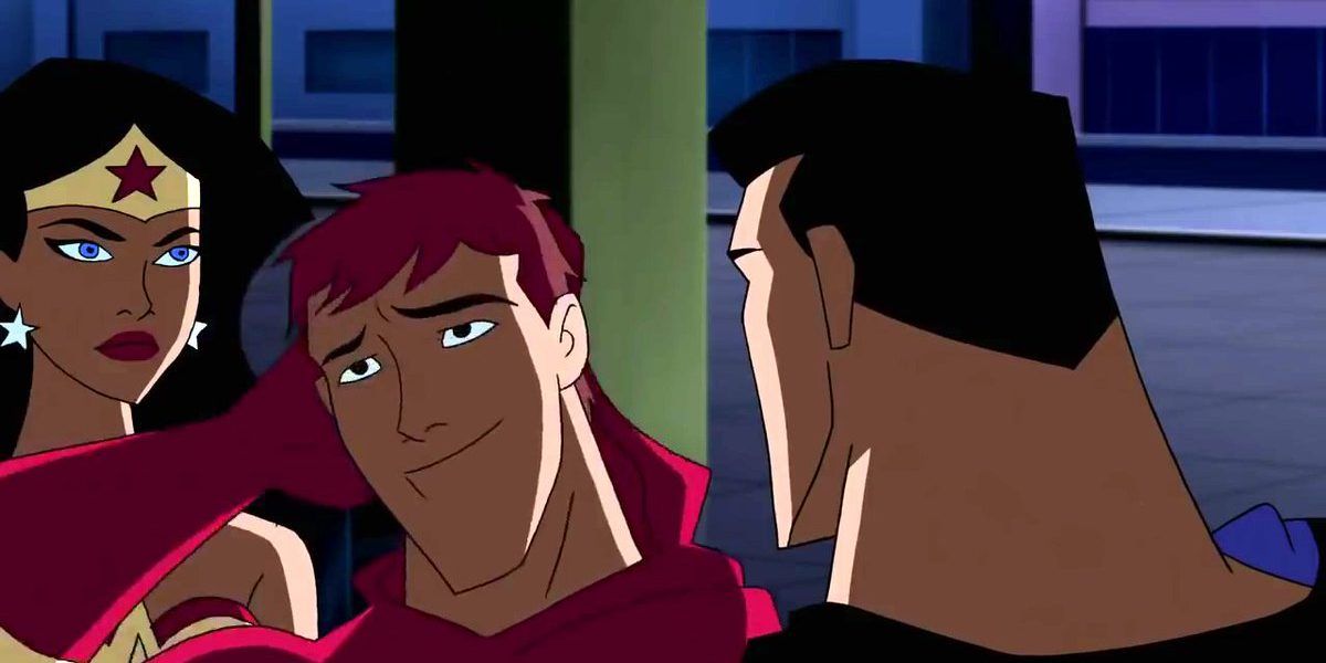Wally West takes down his cowl in the DCAU Justice League cartoon.