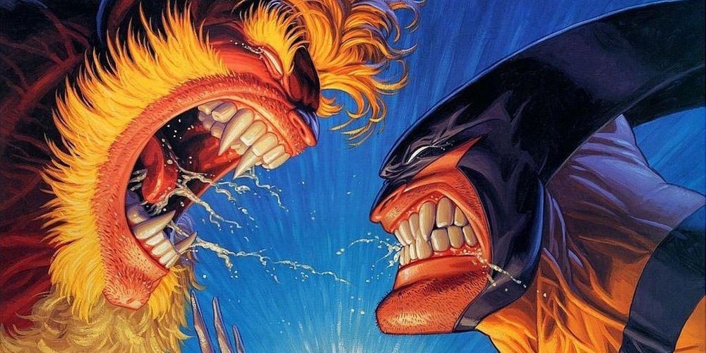 Wolverine vs Sabretooth painting from Marvel comics