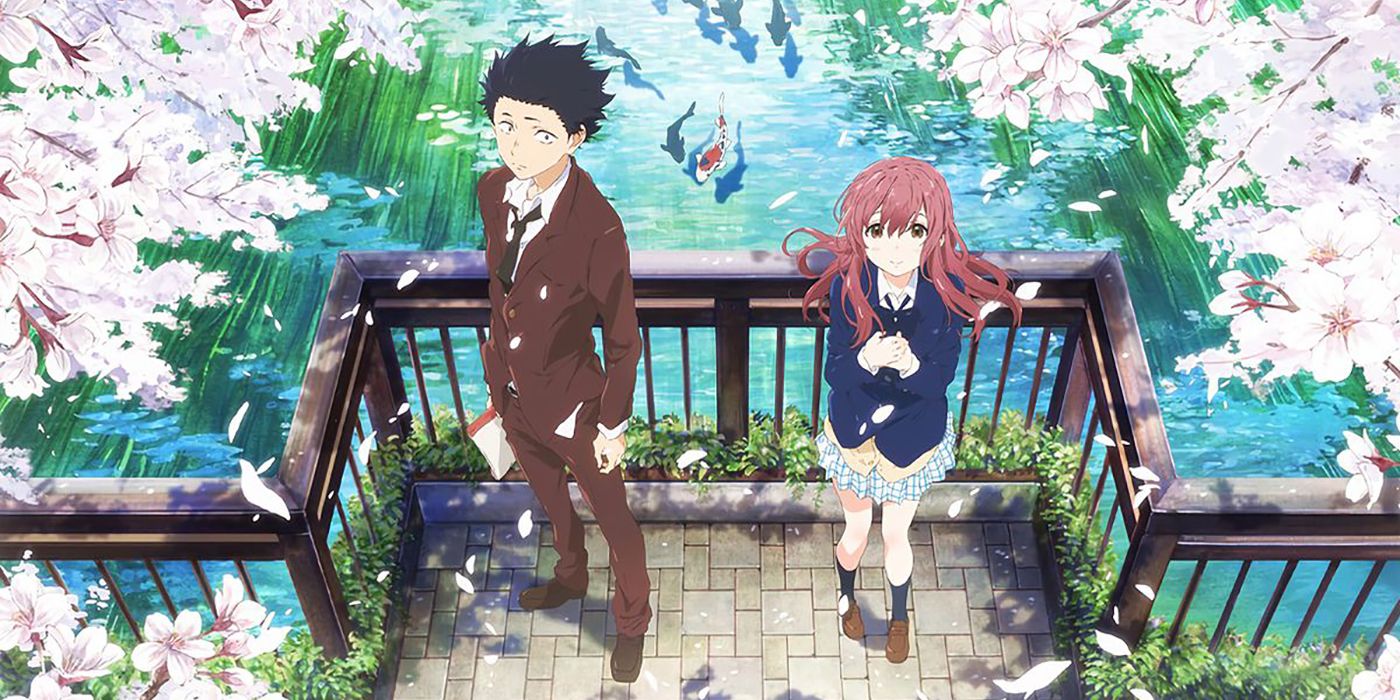 Shoya and Shouko innocently stand together in A Silent Voice