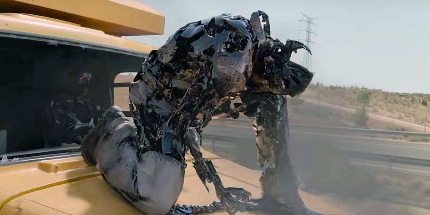 A Terminator regenerates while another drives a truck in Terminator: Dark Fate