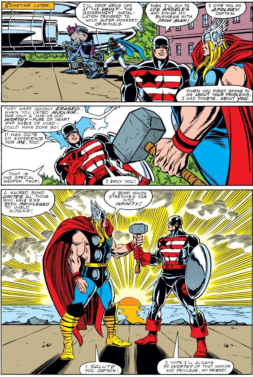 Thor and Captain share a moment