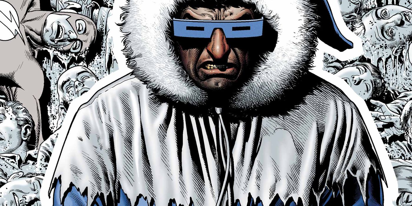 Captain Cold grimaces with frozen victims in DC Comics