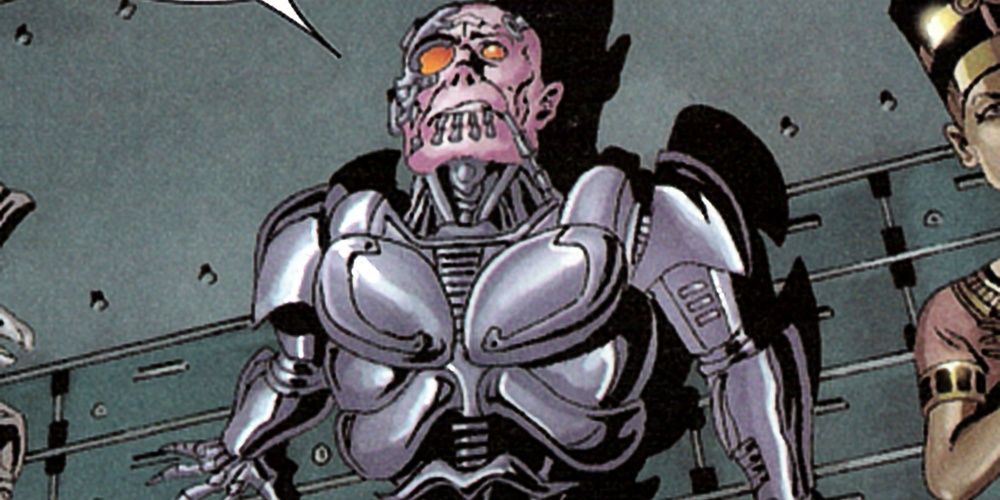 The scientist Mendel Stromm, revealed as a cyborg in Marvel Comics